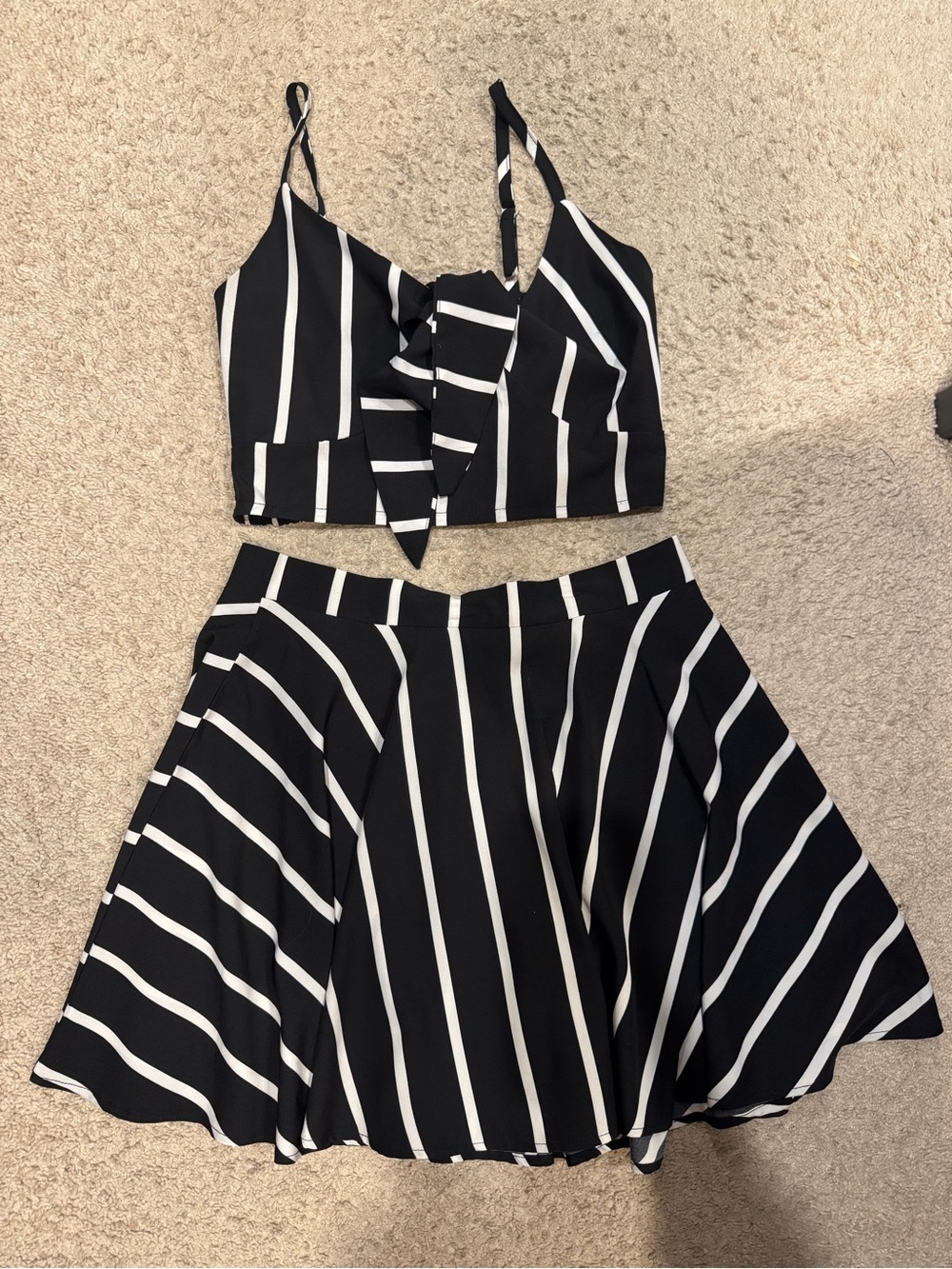 Two piece tank & skirt black & white size
